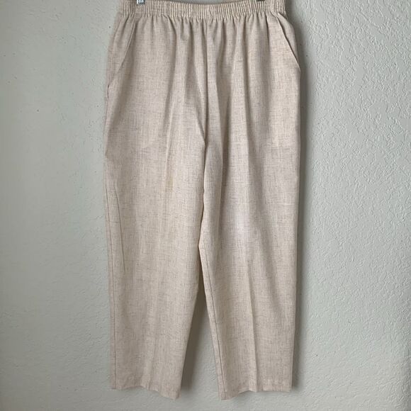 Briggs New York Cream Chinos with Elastic Waistband Pockets Pants Size 16P - Picture 1 of 8